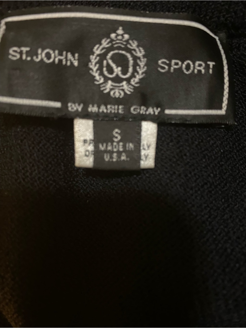 VTG St. John Sport by Marie Gray Knit Black Old Money Hold Trim Midi Skirt S - Picture 3 of 14
